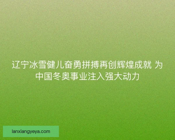 辽宁冰雪健儿奋勇拼搏再创辉煌成就 为中国冬奥事业注入强大动力