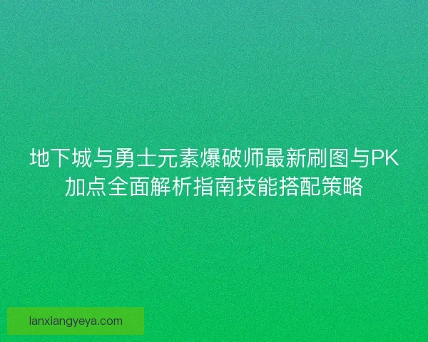 地下城与勇士元素爆破师最新刷图与PK加点全面解析指南技能搭配策略