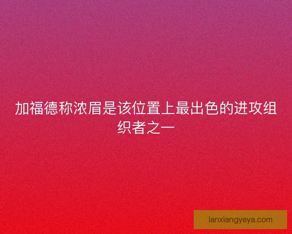 加福德称浓眉是该位置上最出色的进攻组织者之一