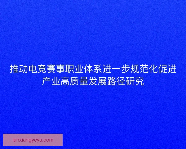 推动电竞赛事职业体系进一步规范化促进产业高质量发展路径研究 推动电竞赛事职业体系进一步规范化促进产业高质量发展路径研究