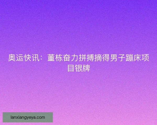 奥运快讯：董栋奋力拼搏摘得男子蹦床项目银牌